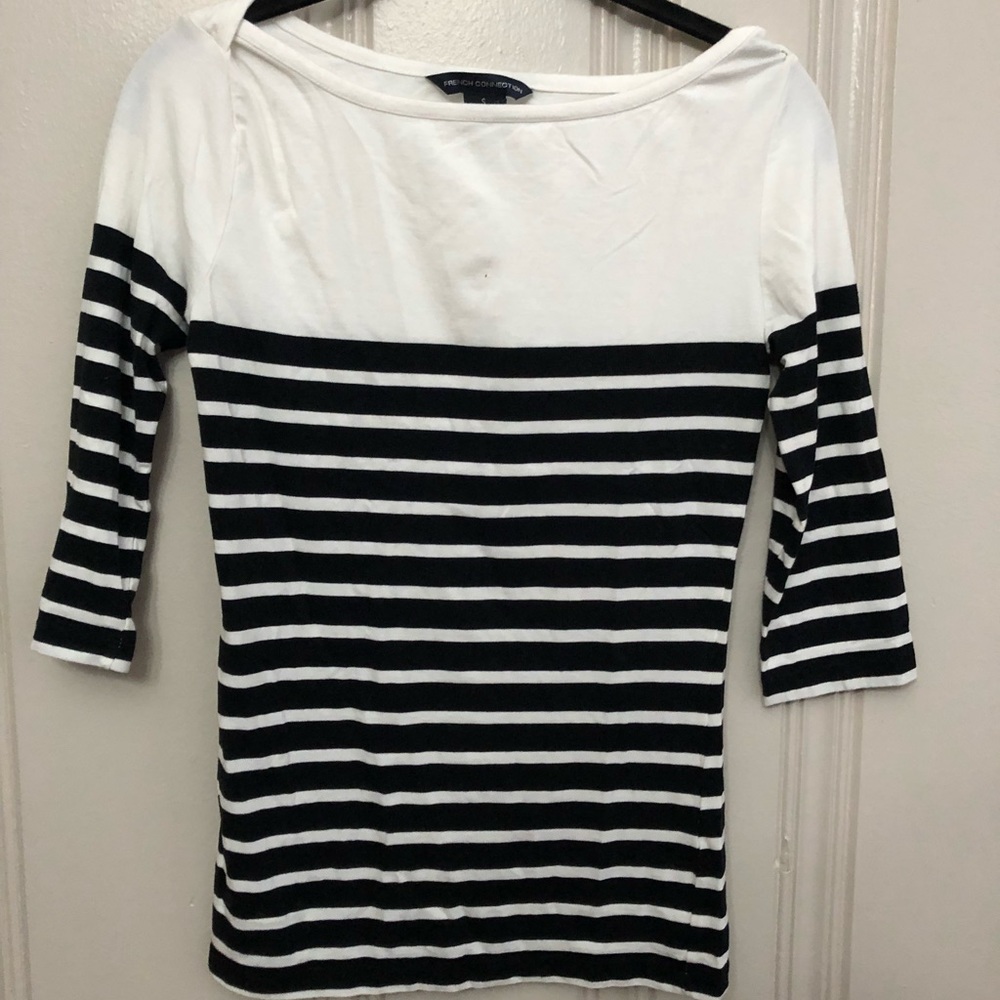 French Connection blue and white tee